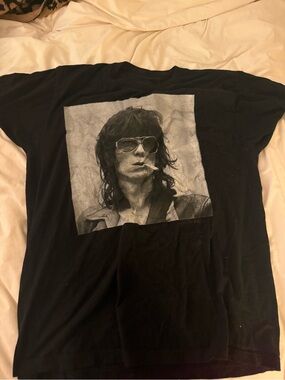 the Rolling Stones Black Graphic Tee with Monochrome Photo